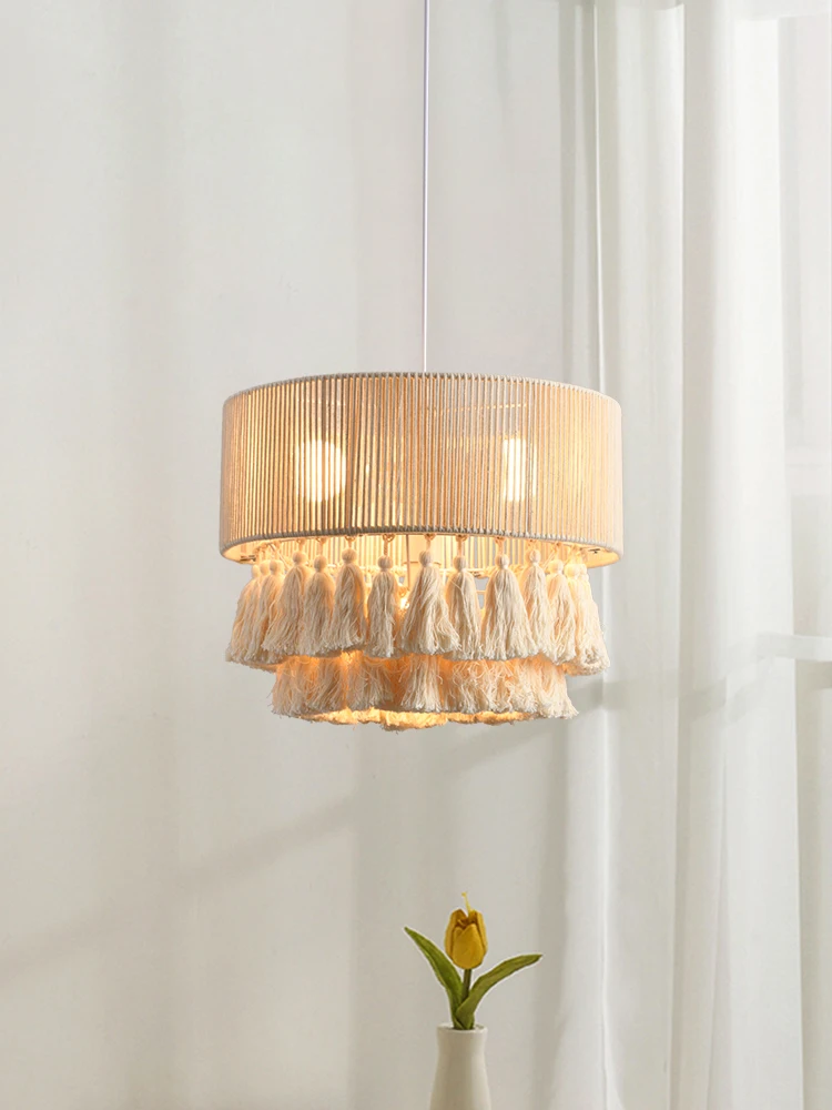 Nordic Cream Style Cotton Thread Pendant Light Japanese Style Living Room Master Light Bohemian Style