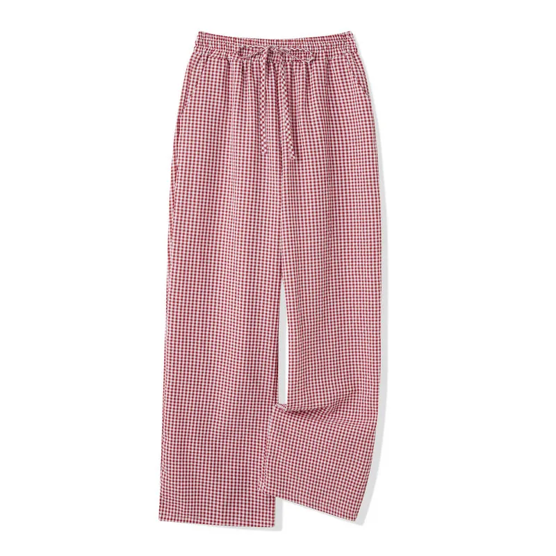 WPNAKS-pantalones de pierna ancha para mujer, ropa informal holgada, elástica, a cuadros, con bolsillos, para verano y otoño