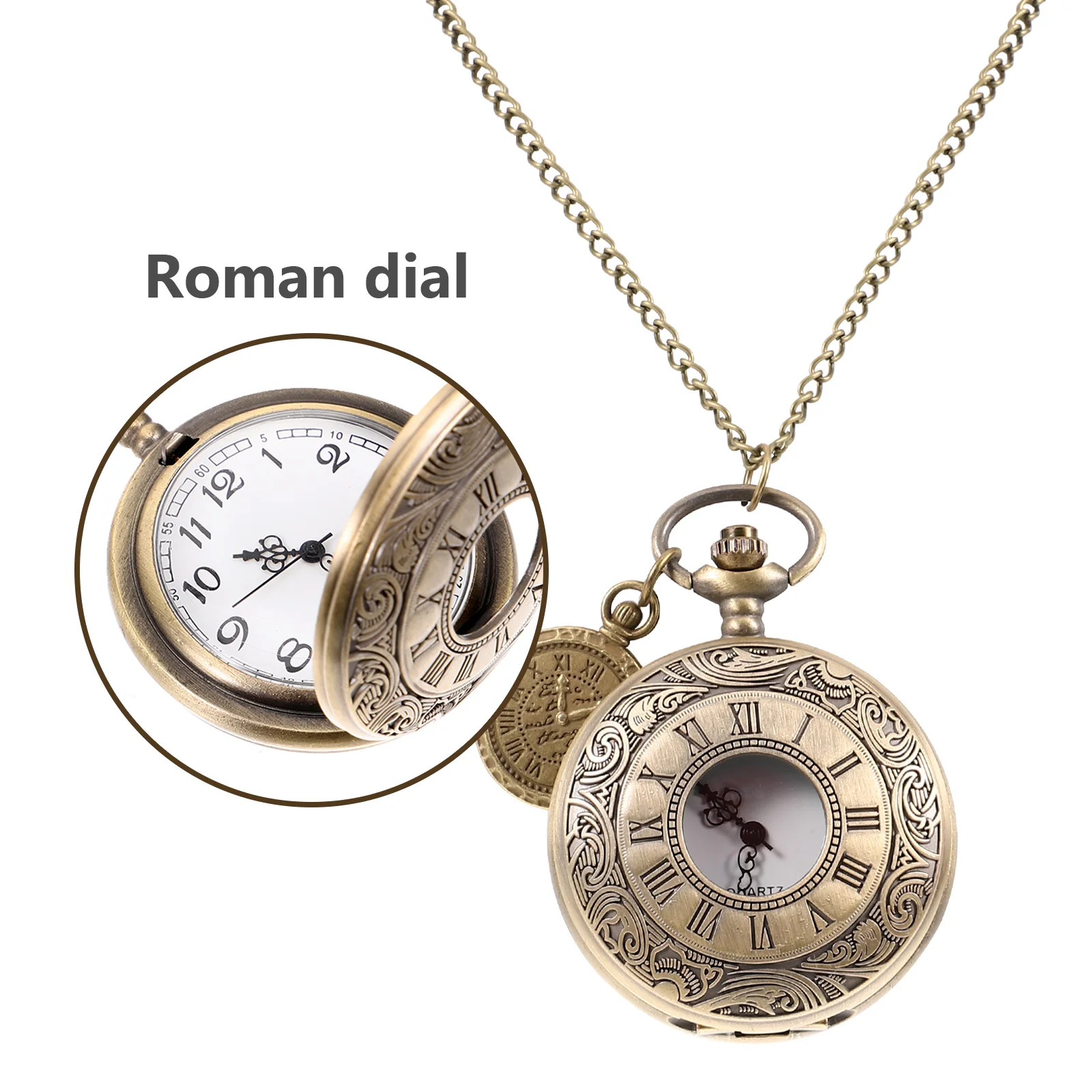 

Decorative Pocket Watch for Men Roman Number Dial Vintage Look Premium Finish Comfortable Texture Perfect Gift for Family