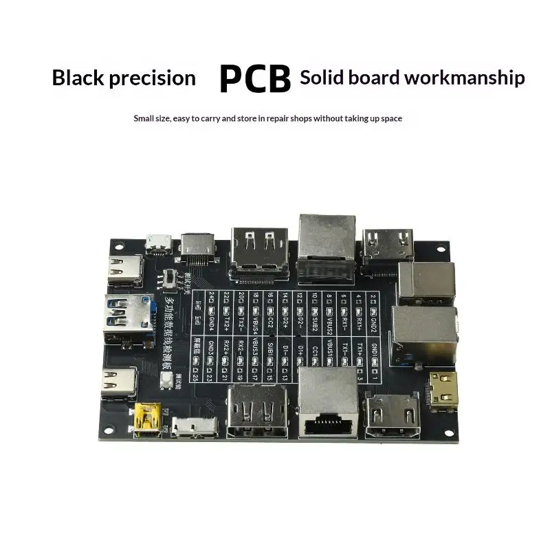 USB Data Cable Tester Type-C Type-B Micro Short Circuit Switch Test Board Ethernet Line Detection Module Built-in CR1220 Batter