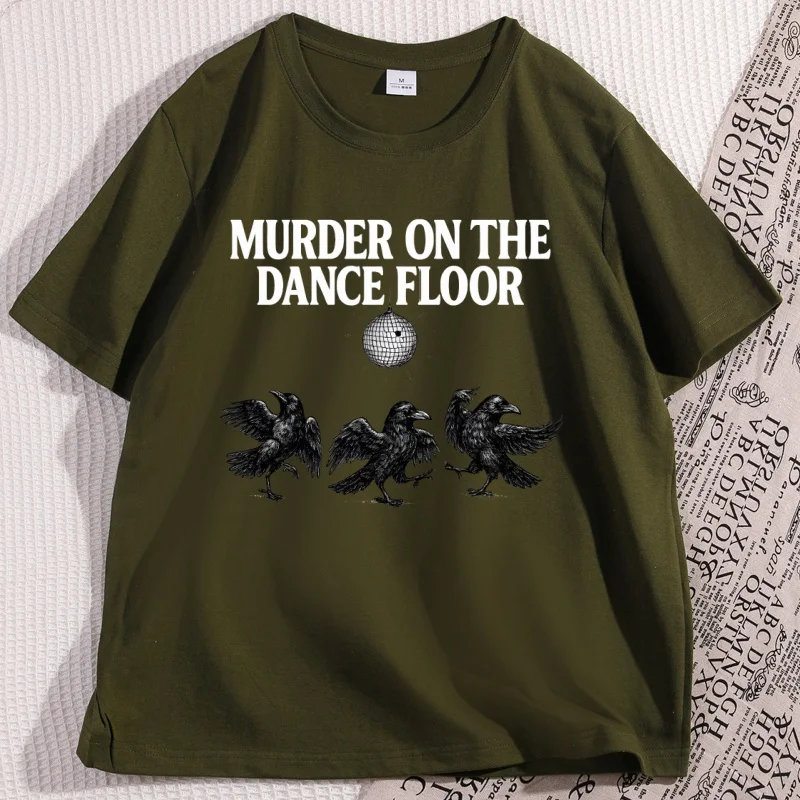 Murder on The Dance Floor T-Shirt Casual Round Neck Local Murder Tshirt Raven Witchy Crow T Shirt Dark Academia Tee Clothes #4