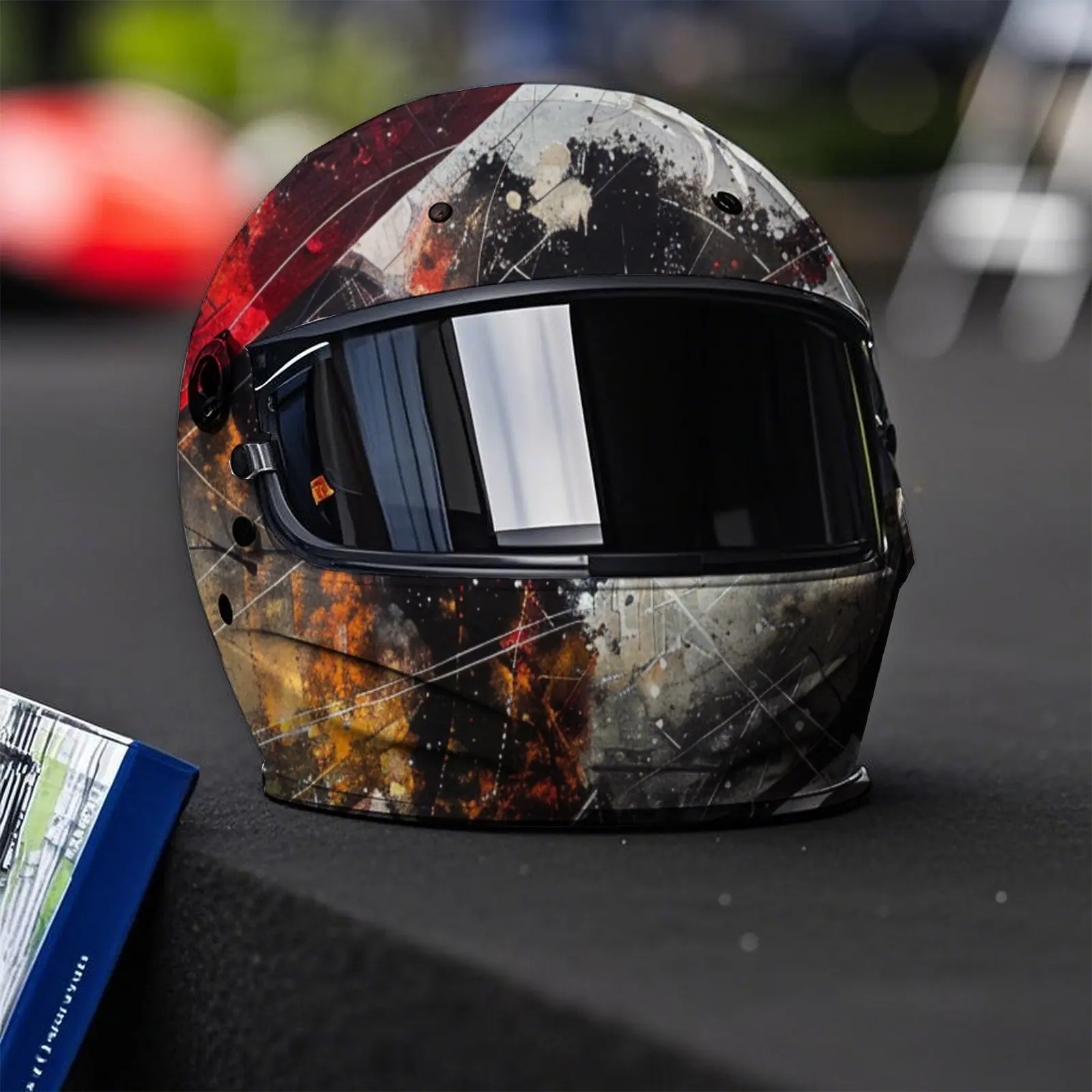 Edgy Abstract Planet Art Helm-Vinylfolien, wasserdichte, selbstklebende Helm-Vinylfolien, Oberflächenschutz, personalisierter Motor