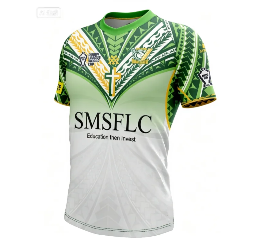 26-27 New Cook Islands Men's Rugby Jersey 3D Printed Comfortable Breathable T-shirt Suitable for Daily Training Wearing Top