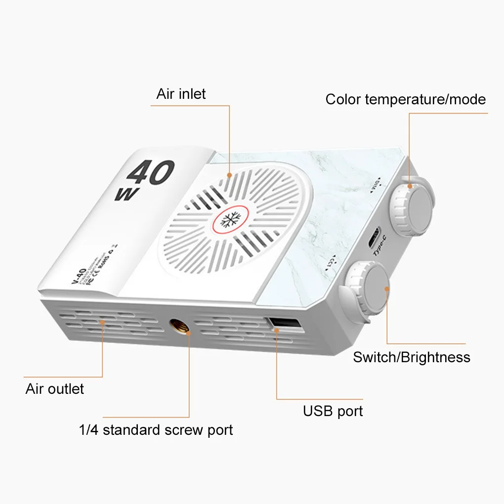 المحمولة LED الفيديو الضوئي 40W LED ضوء الكاميرا 8000 لومينز RGB الفيديو الضوئي 4400mAh قابلة للشحن التصوير الإضاءة