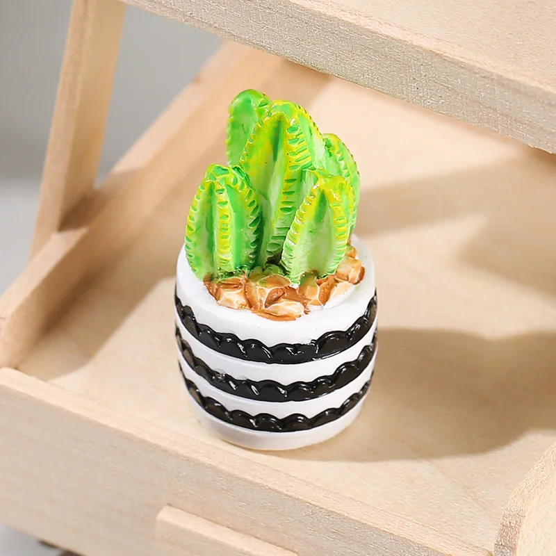 Mini maceta de resina para casa de muñecas, florero en miniatura, simulación de planta en maceta, Micro adorno, muebles para casa de muñecas,