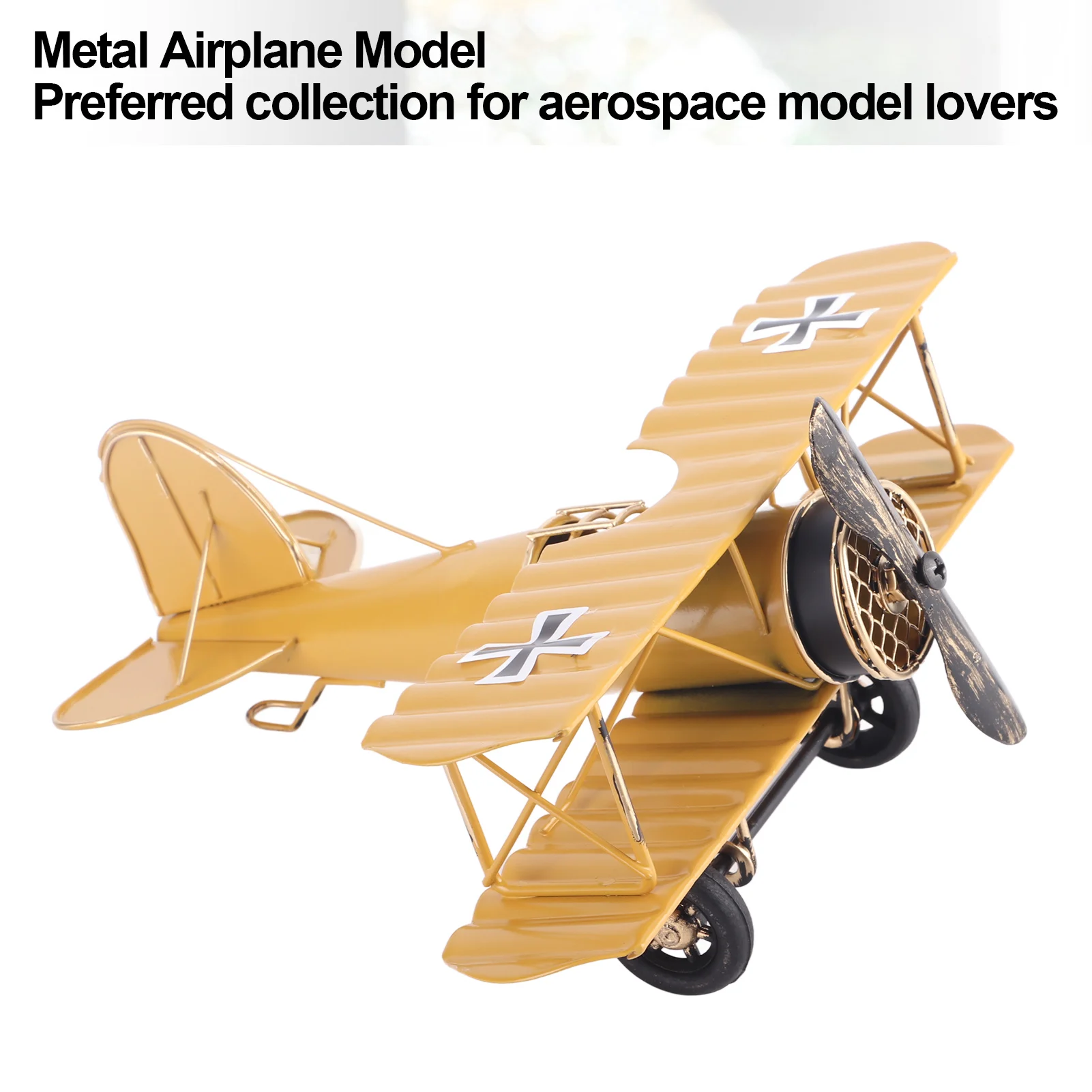 Iron Airplane Retro Airplane Model Delicate Vintage Biplane Handicraft for Home Decoration Cafe Ornament Aircraft