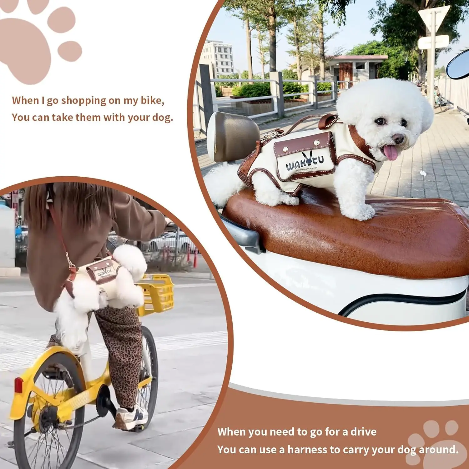 Wakytu Dog Lift Harness for Small Dogs Cats Sling Carrier with Handle Leash Pocket Outdoor Travel Walking Hind Leg Stair Support