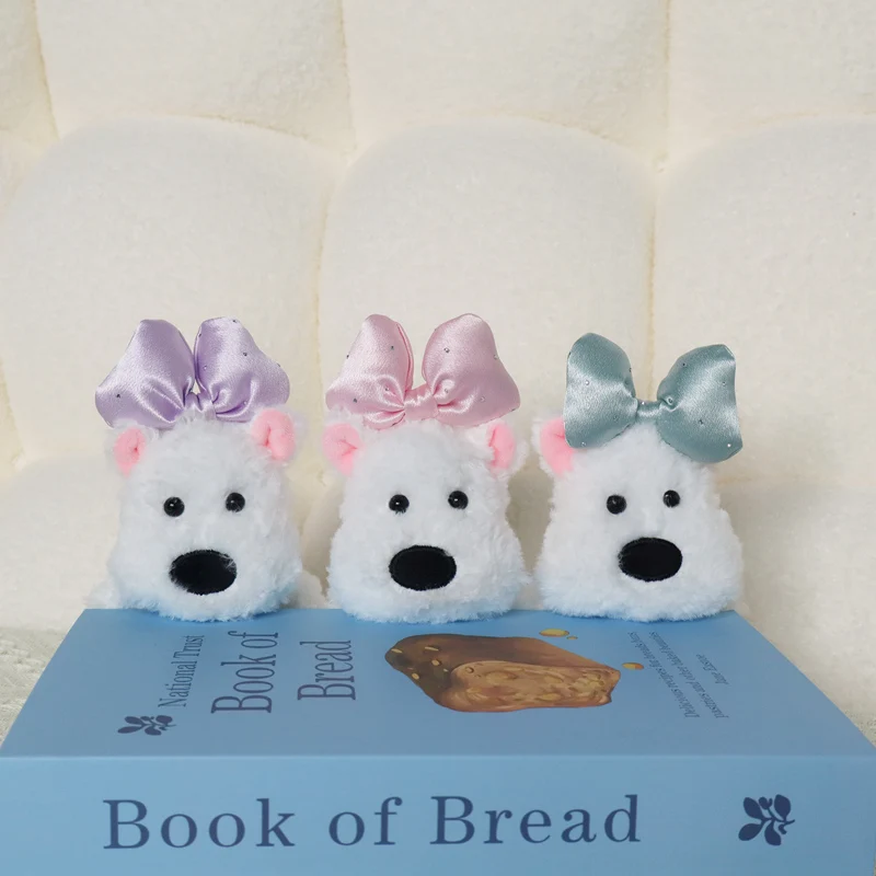 West Highland-perrito pequeño, juguetes de peluche, bonito bolso con lazo, colgante, llavero decorativo, regalos de cumpleaños para niños