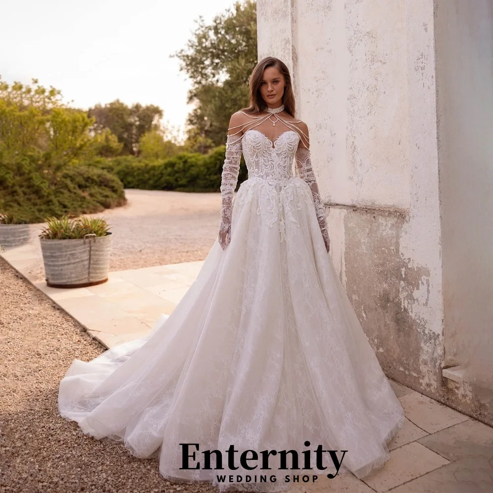 

Customized Sweetheart Lace Applique Wedding Dress Charming Zipper Bridal Dress Sexy Three Quarter Bridal Gown vestido de novia