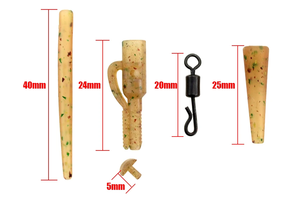 Hirisi 40 Stück Karpfenangeln Zubehör Sicherheitsblei Clips Schwanz Gummikegel Anti Tangle Sleeve Quick Change Wirbel Rig M10 – Detail 4