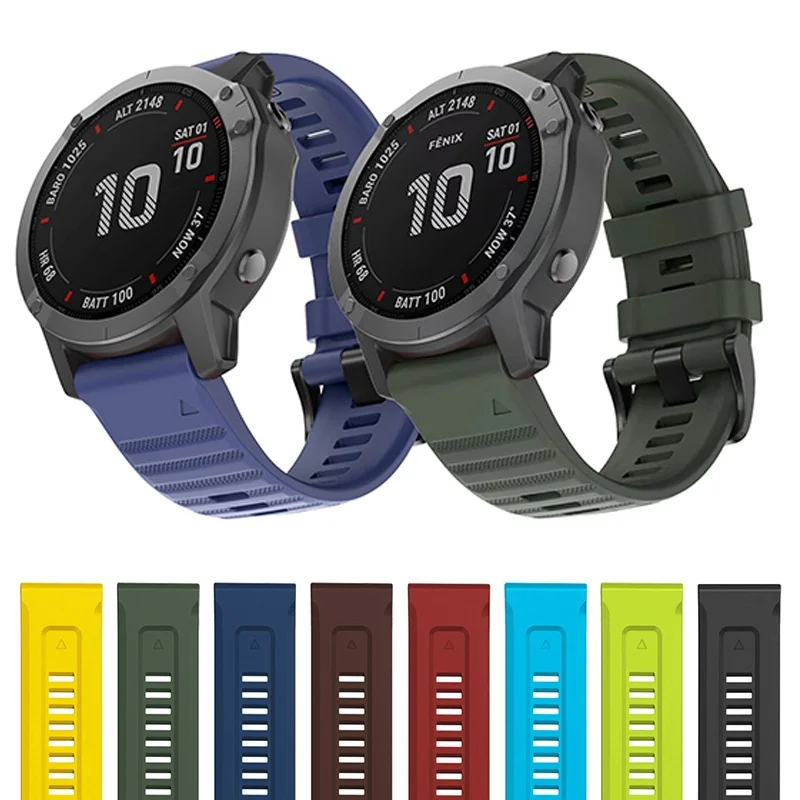 20mm 22mm 26mm Quick Release Silicone Strap Bracelet For Garmin Fenix 7 7S 7X 6 6X 6S Pro 5 5X 5S 3HR Plus Quick Fit Wristband