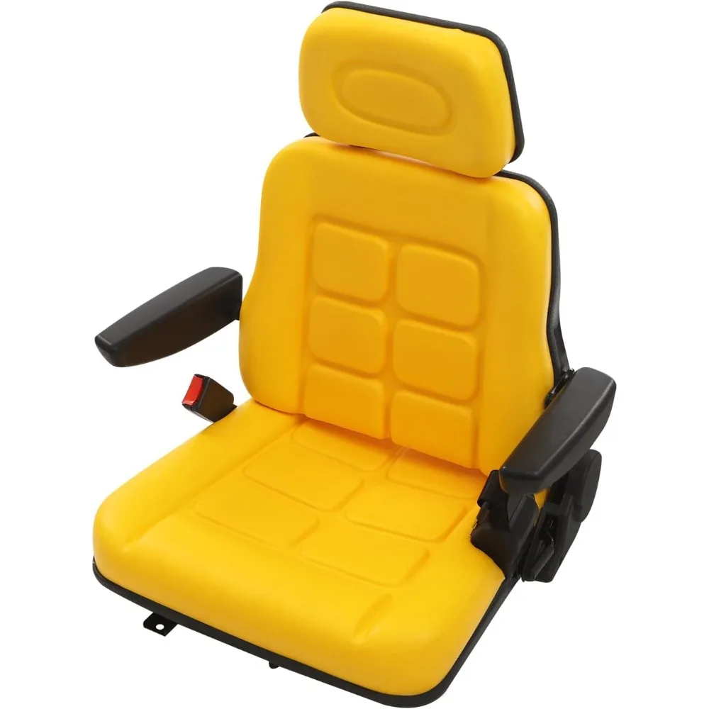 

Tractor Seat, Adjustable Forklift Seat with 180 Degree Backrest, PVC Tractor Seat with Self-rebounding Safety Belt, La