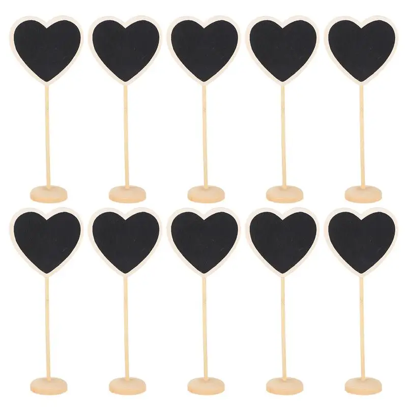 10Pcs Heart Shaped Blackboard Sign Wood Mini Chalkboard Signs Message Board Signs Small Blackboard Home Decor