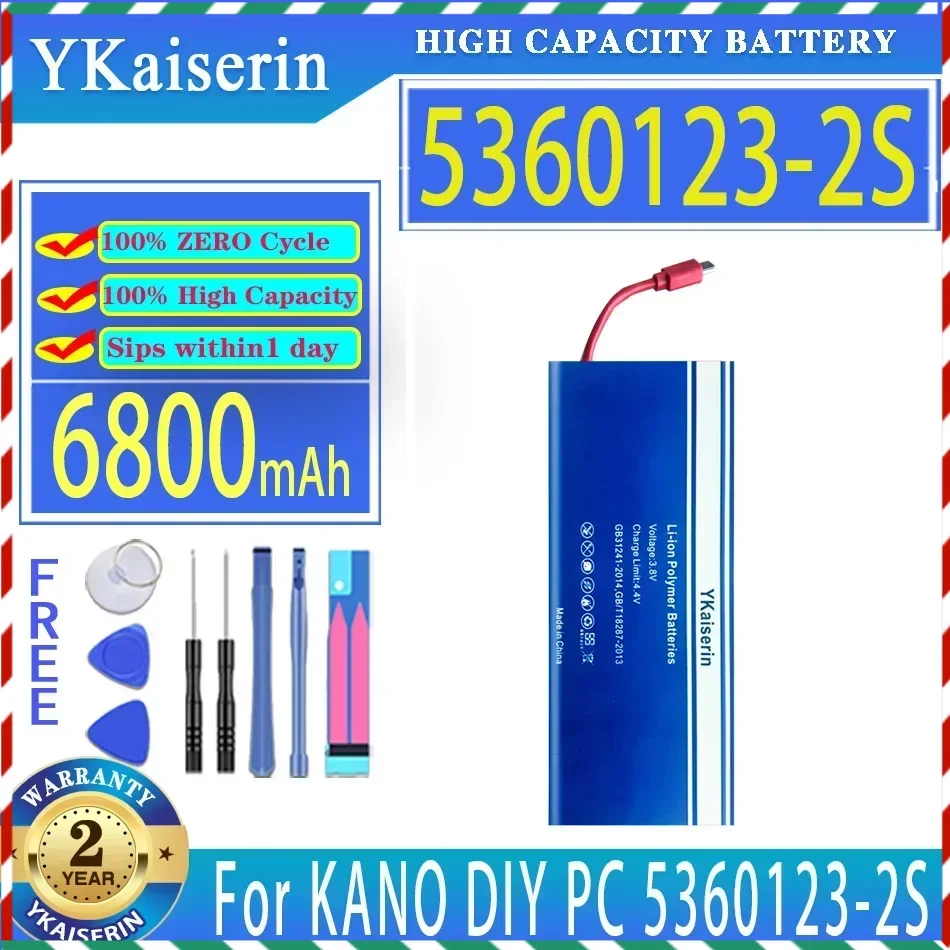 

Сменный аккумулятор ykaisсеребрин 6800 мАч для KANO DIY PC 5360123-2S, цифровая батарея