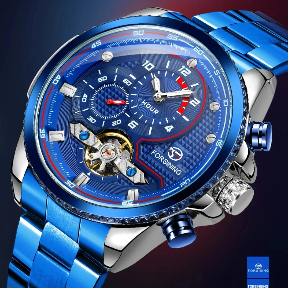 高級ブランドブルー男性機械式時計自動巻きスポーツステンレスス - Luxury Watch Nice のレビューと価格