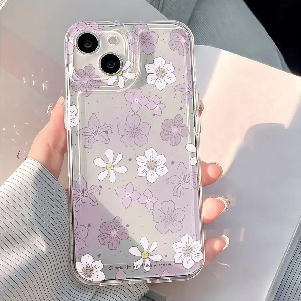 TPU Phone Case For Samsung Galaxy S23 S25 S22 S26 S24 Ultra A53 A36 A16 Note20 A55 A34 A56 A35 A54 Lavender Purple Flower Cover