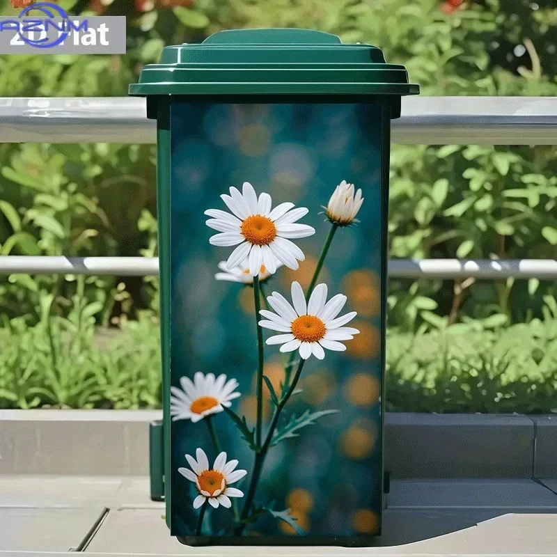 2D Print Decor Decal for Trash Can Unique Pattern Ornament for Household Dustbin