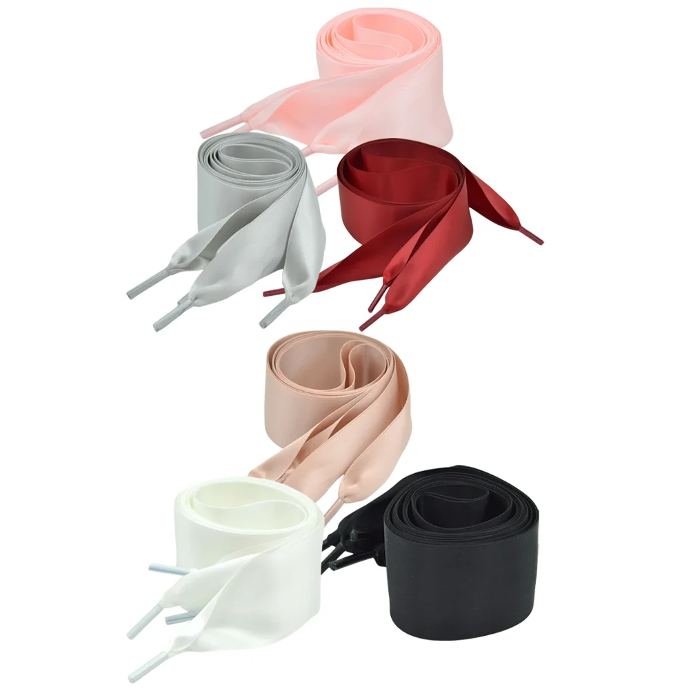 6 Pairs Boots Satin Laces Shoe Rose Gold Dress Shoes Polyester Black White Women