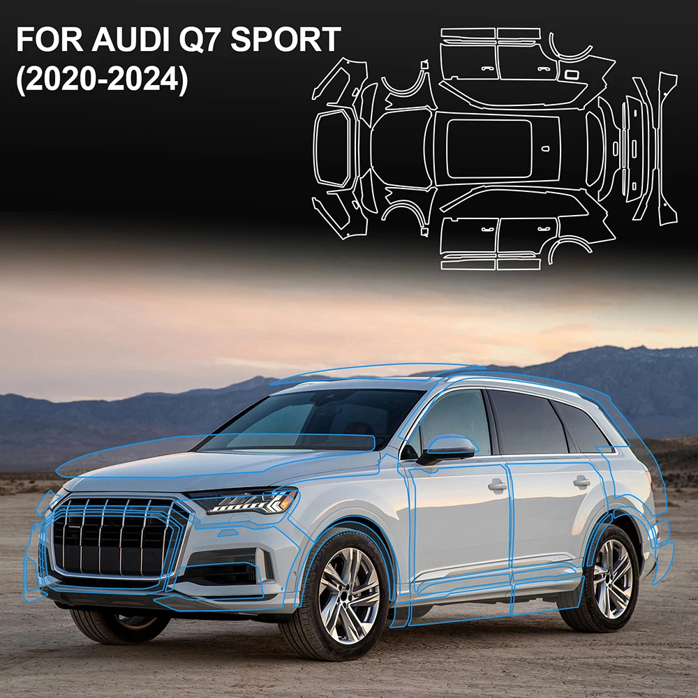 

Для Audi Q7 Sport 2020 2021 2022 2023 2024 TPU невидимая наклейка на корпус Прозрачная мил с защитой от царапин