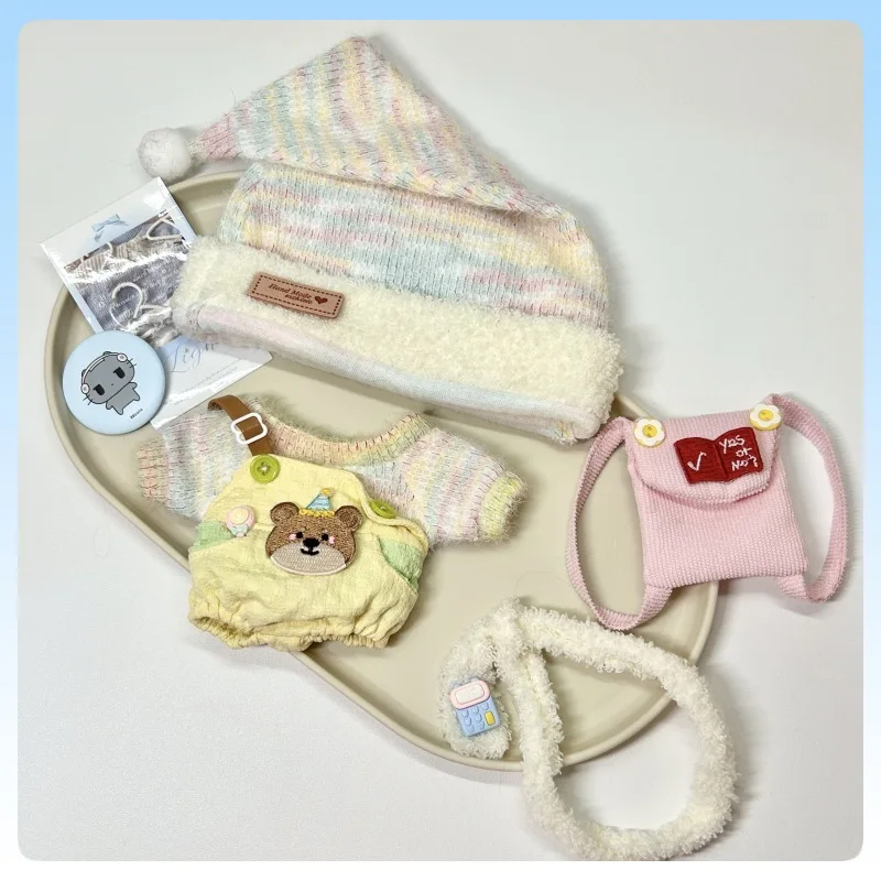 

Зимний свитер для куклы 20 см, теплый вязаный комплект, подходит для хлопковых плюшевых кукол, милый плюшевый наряд, сменная одежда для кукол, аксессуары