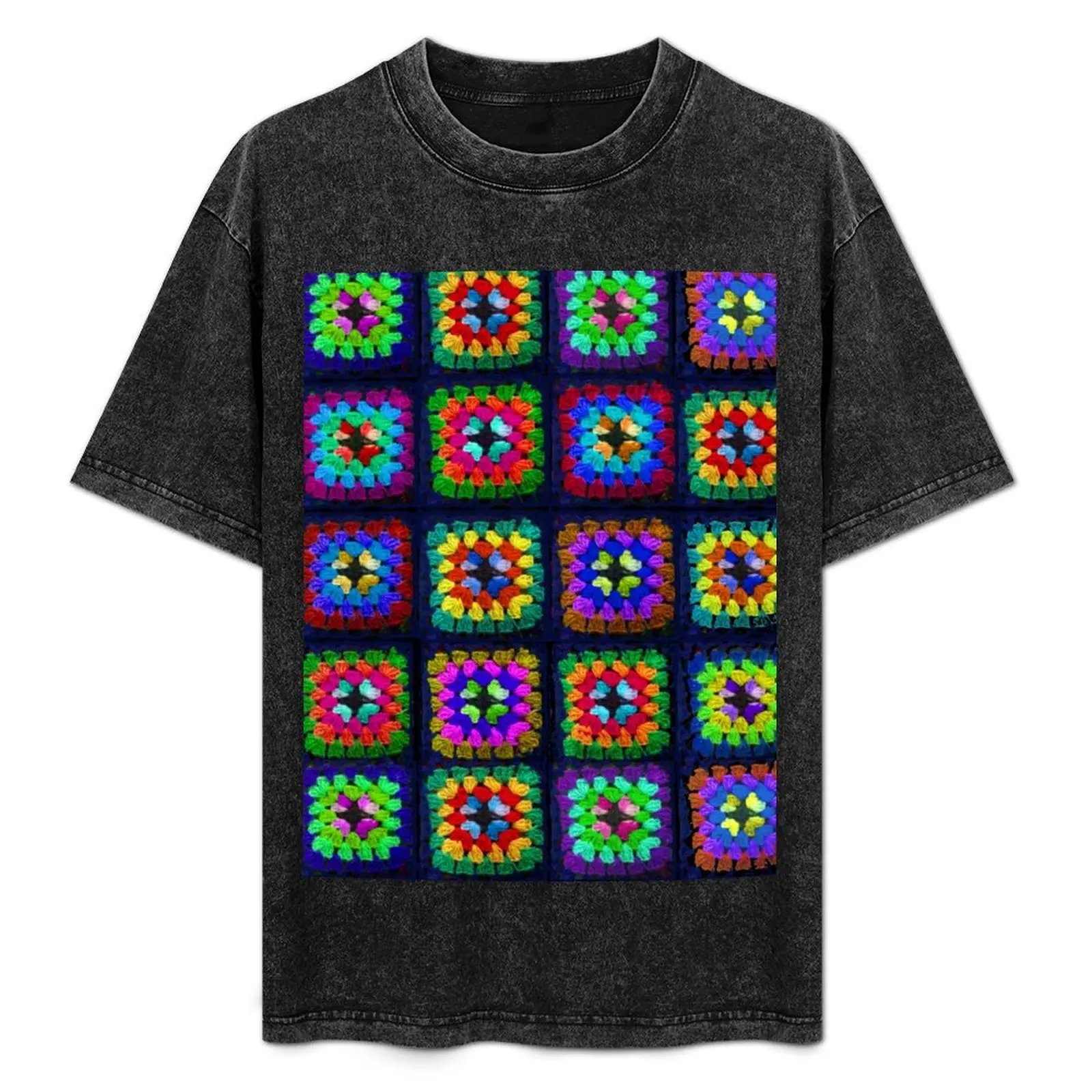 

Винтажная футболка с принтом Granny Squares, футболки с рисунком баскетбола, футболки большого размера, мужские хлопковые футболки