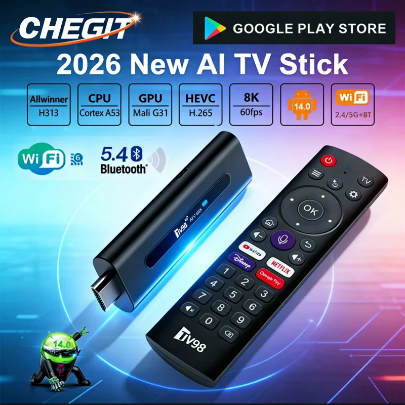 

Android 14, 4-ядерный ТВ-стик, 8 ГБ + 128 ГБ, Allwinner H313, WiFi 6, 8K HD, смарт-медиаплеер, BT 5.0, голосовой пульт для Netflix, YouTube, IPTV