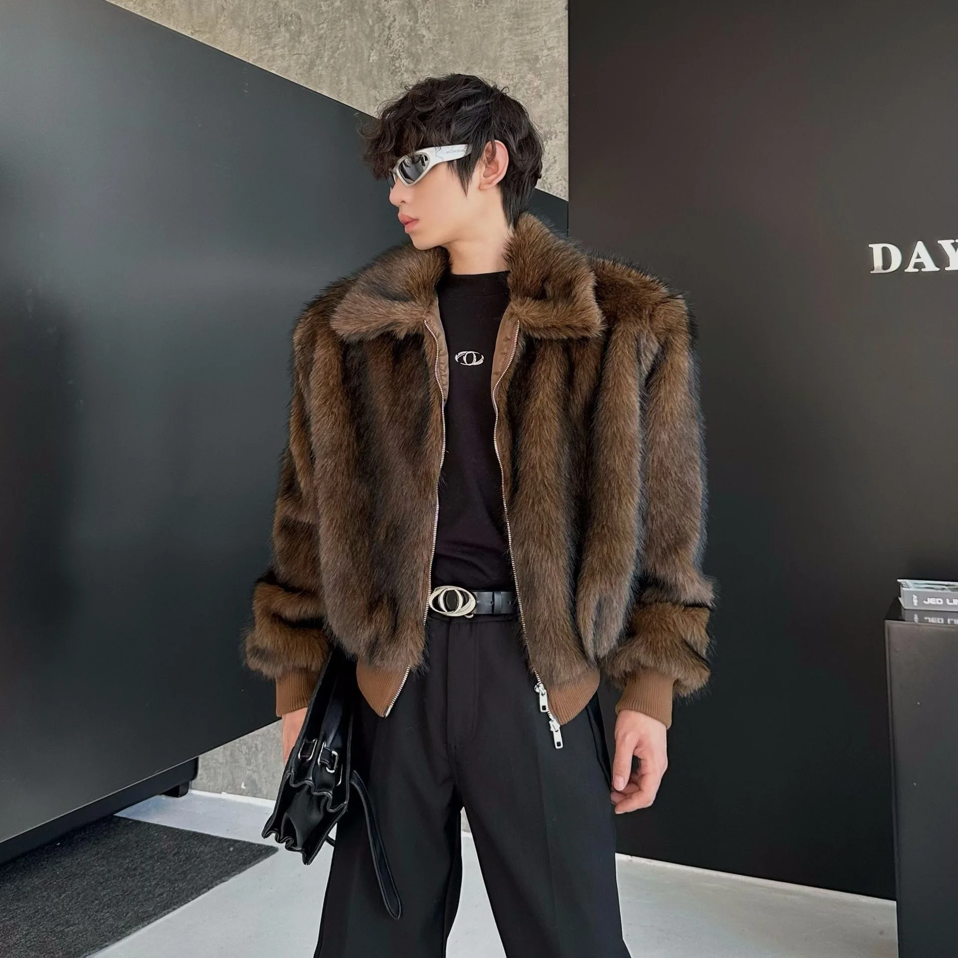 

2024 Winter Autumn Men's New Fox Imitation Fur Coat Fur Fashion Thickened Warm Jacket