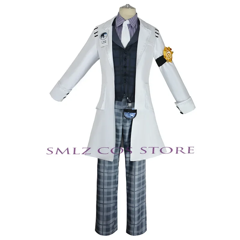 أنيمي ايسوب كارل تأثيري ازياء لعبة الهوية الخامس المحنط زي مدرسي الأبيض خندق شعر مستعار دعوى حفلة الهالوين الزي للرجال