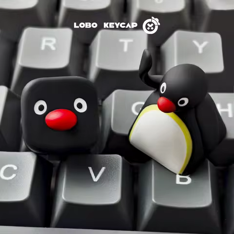 Penguin Personality Lobo Keycap Single Kawaii Resin Creative Mechanical Keyboard Cap Custom Replacement Attachment ESC OEM Gifts