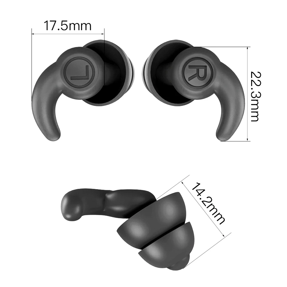 1 쌍귀마개 소음 방지 재사용 가능한 실리콘 귀마개 학생 소음 감소 방지 방음 귀 보호