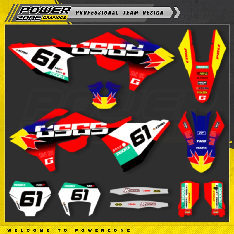 PowerZone Custom Team Graphics Hintergründe Aufkleber Aufkleber Kit für GASGAS 2024–2026 EC MC Motorrad Aufkleber 005