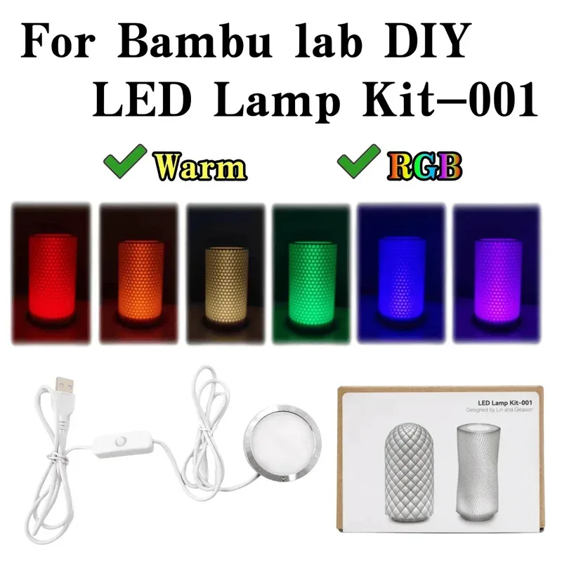 Bambu Lab LED Lamp Kit 001 DIY Hardware Bamboo Light Parts Warm/Multi-Color without Shell for Creative DIY Projects