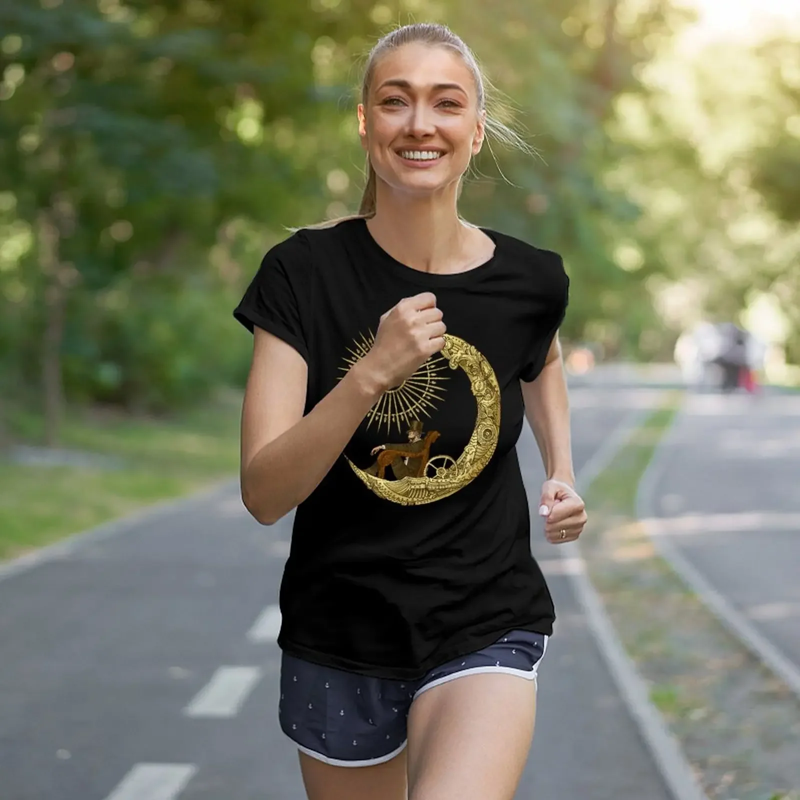 Moon Travel T-shirt Koreaanse mode op maat gemaakte t-shirtjurk voor dames plus size sexy