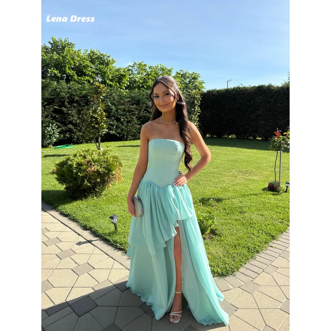 

Lena Customized Dubai Evening Dresses Luxury Women's Elegant Party Dress Chiffon A-line Ball Gown Dress Sleeveless Luxurious