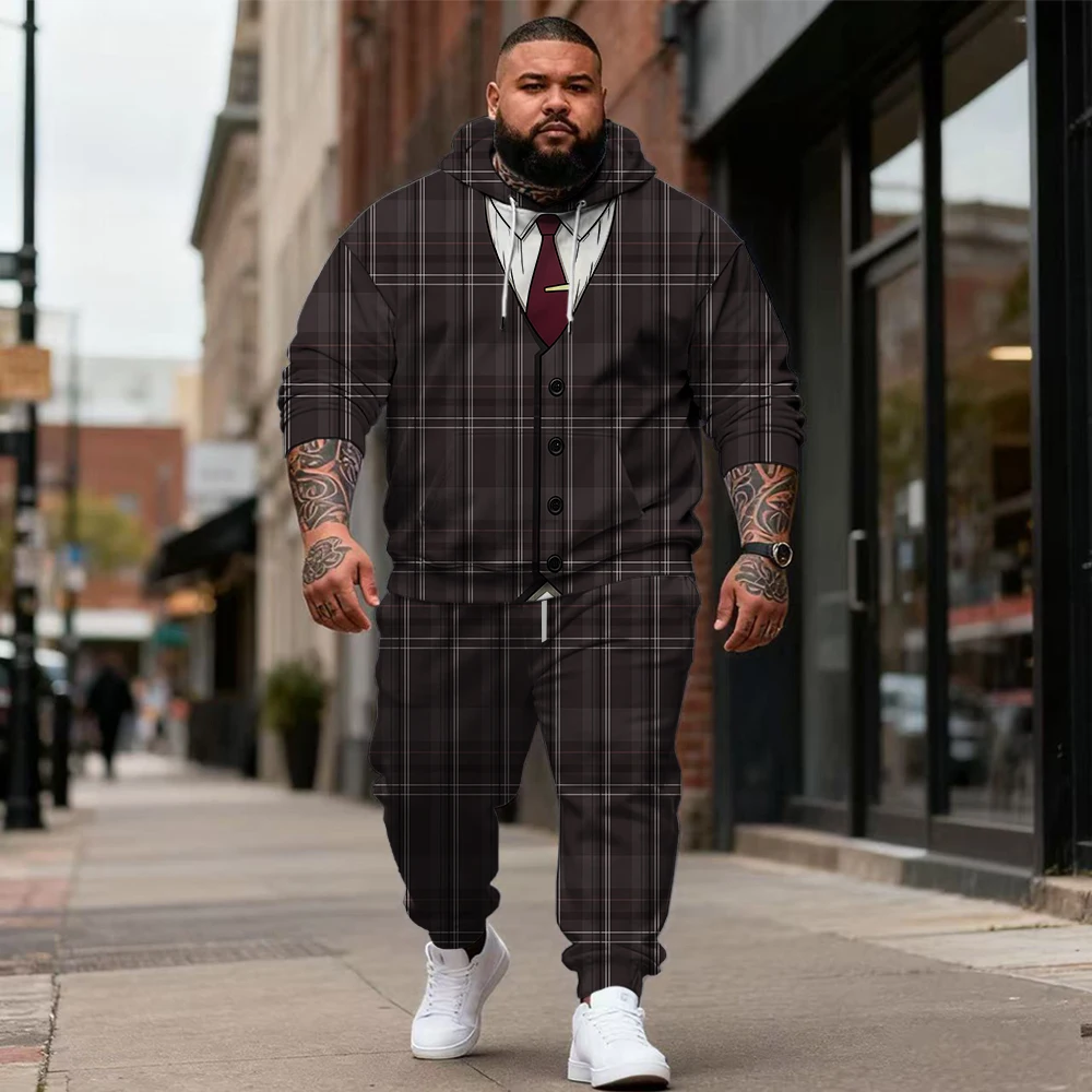 

S-9xl Комплект толстовки больших размеров для больших и высоких размеров с Vibe в костюме — модный микс из двух предметов, дышащий материал, принты в стиле блейзера