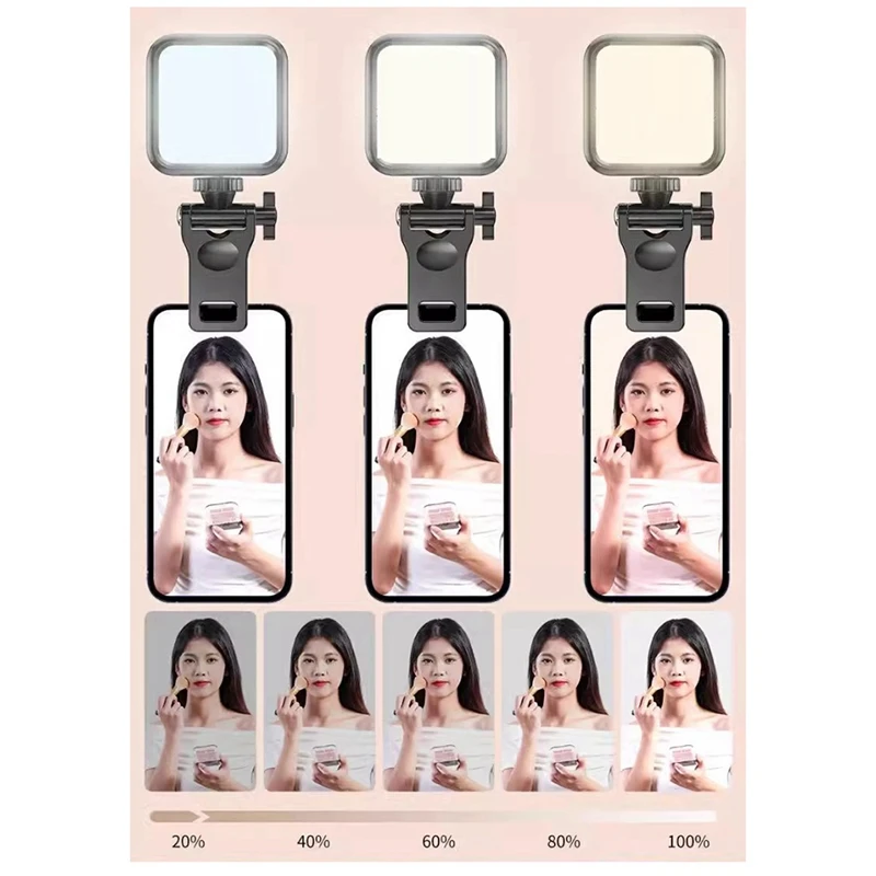 Portable Mini Selfie Fill Light Rechargeable 3 Modes Adjustable Brightness Clip On For Mobile Phone Computer Fill Light