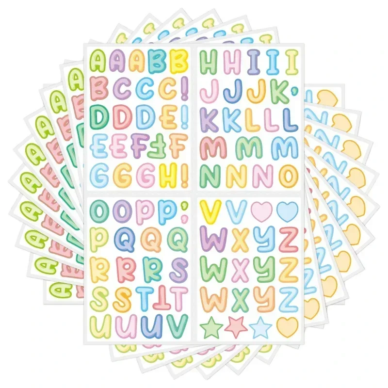 450pcs 5sheet Kids Capital Letter Cartoon Stickers Color English Alphabet Sticker Waterproof Suitable for Diy Cup Cutlery