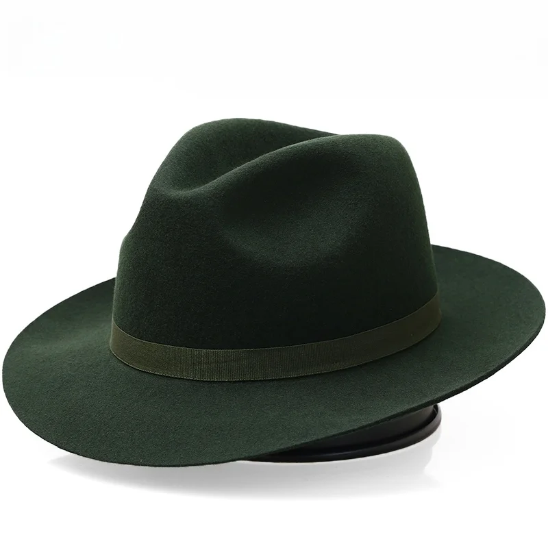 

Denla een Woolen Jazz Hats ex Retro Briti Sle Spring Autumn Winter Seasonal Large Brim Cap Pure Woolen Material