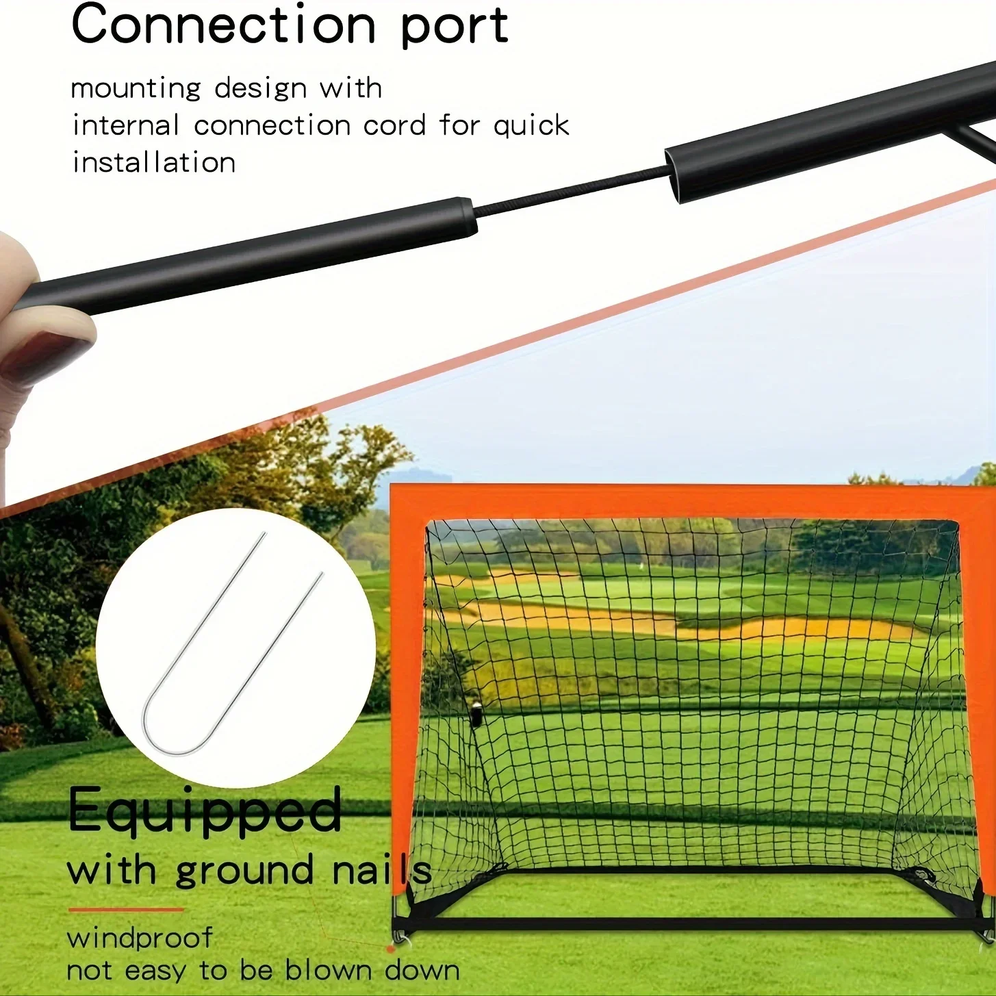 Portable Soccer Goal Net Quick Assembly, Durable Oxford Cloth, Ideal for Training & Outdoor Fun Orange/Black, Soccer Accessories