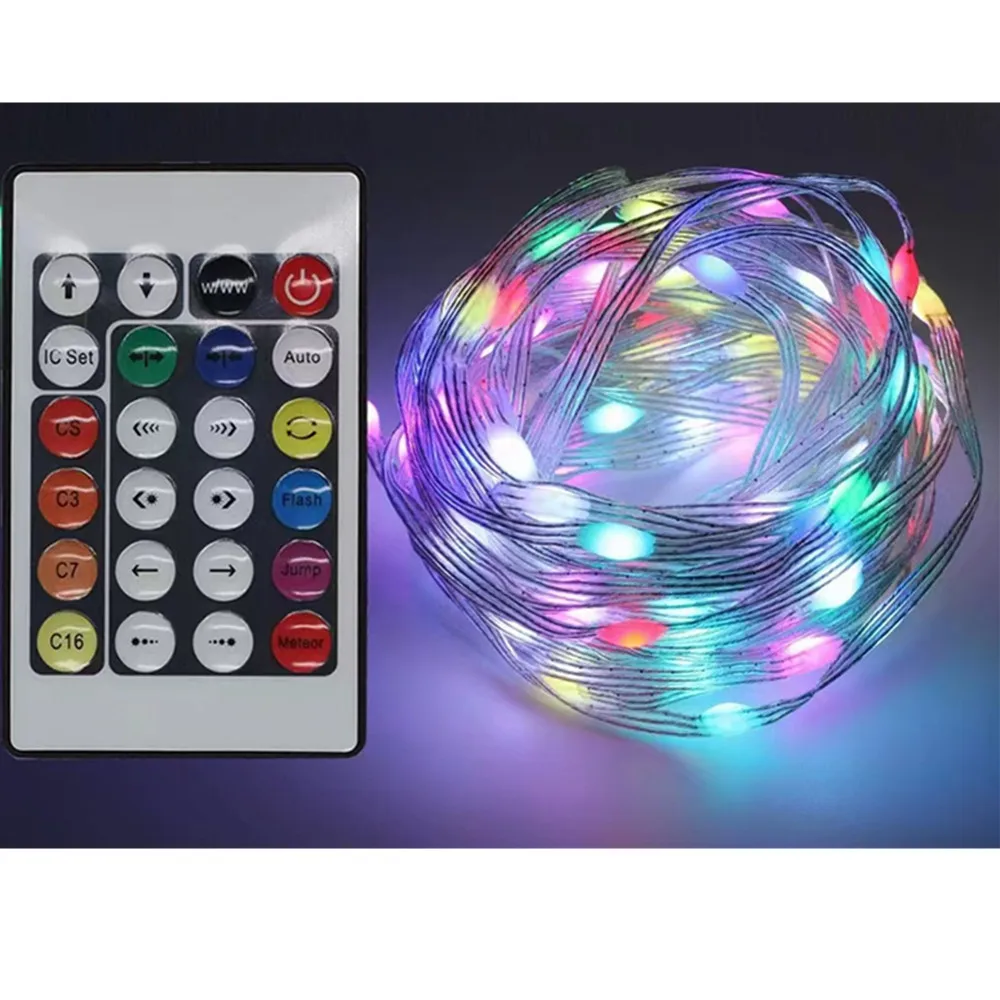 24 Key 5V Infrared Remote Control RGB Magic Leather Line Point Control Lamp Dreamy Color Christmas Light String Party Wedding Ga