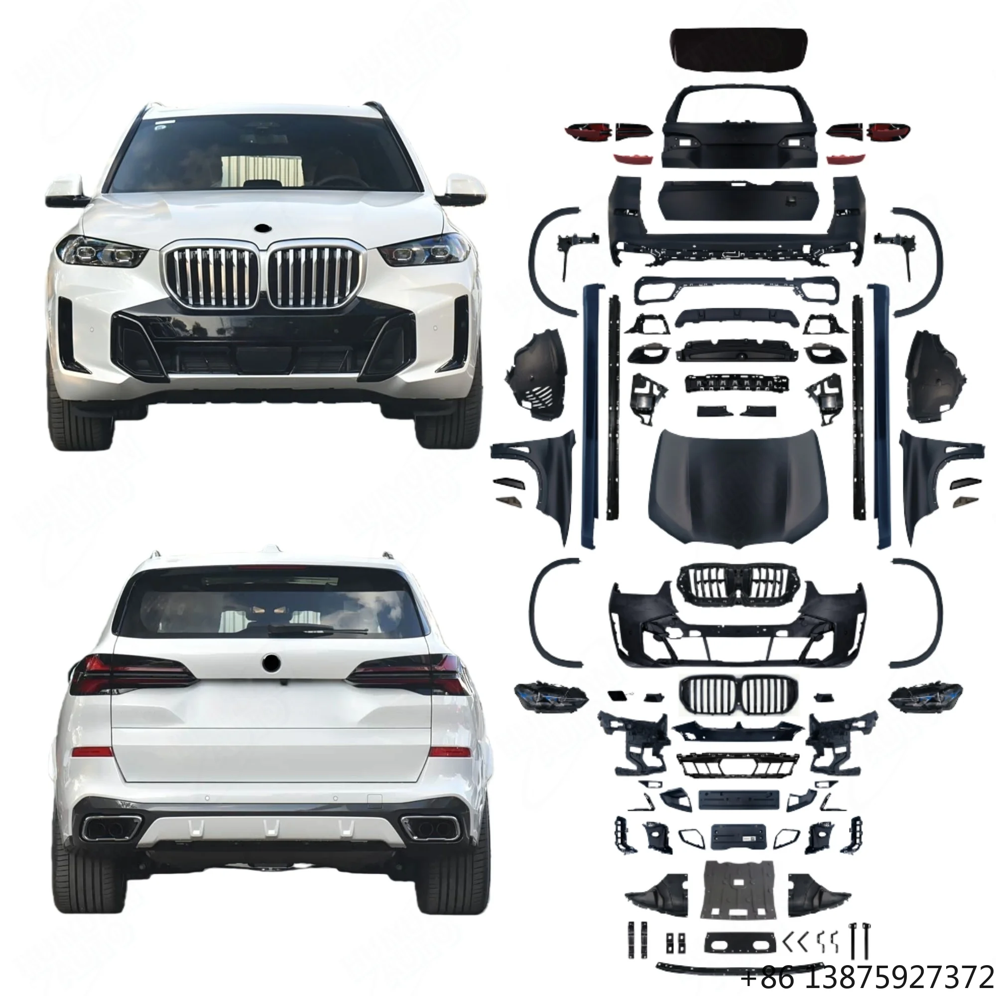

Идеально подходящий комплект обвеса для BMW X5 серии F15 (2013-2018) для обновления до G05 LCI MT 1:1: бамперы, капот, светодиодные фары, крылья, решетка радиатора