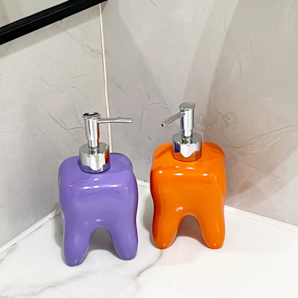 

Press Resin Soap Bottle Dental Tooth Shape Hand Sanitizer Dispenser Hand Wash Detergent Storage Bathroom Clinic Decoration