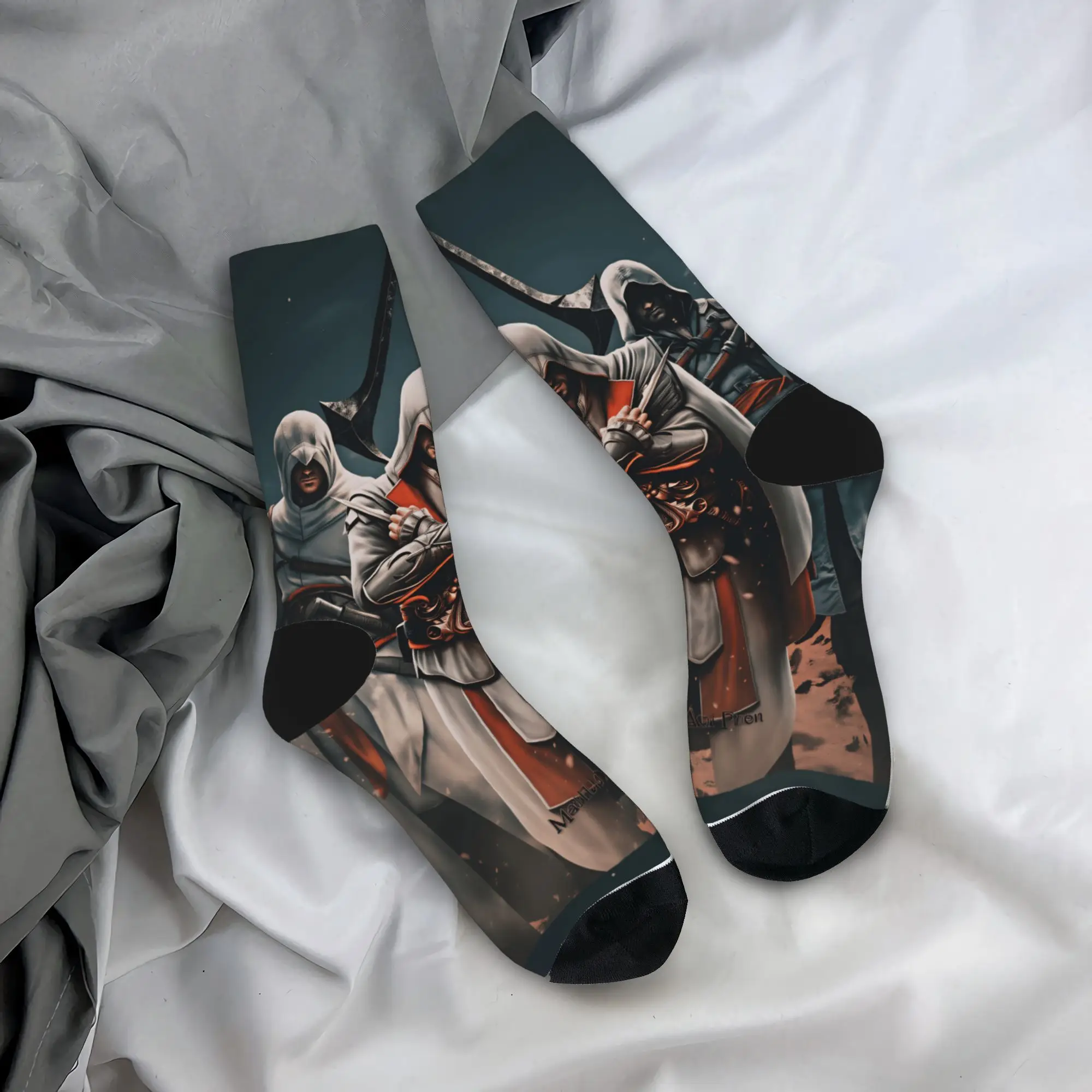 

Мужские носки Game A-Assassins Creed Shadows, нескользящие удобные носки, зимние корейские графические спортивные носки для бега