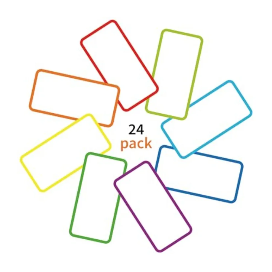 Removable Dry Erase Labels Reusable Sticky Notes 24pcs Name Tag Label Plate Rainbow Nano Sticker in 12 Colors for Whiteboards L