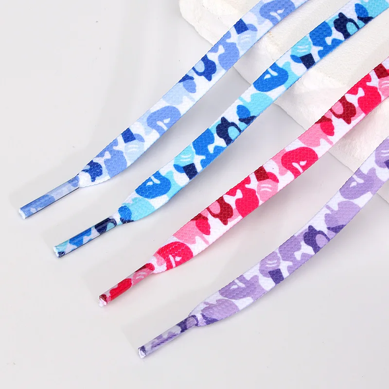 

1Pair fashion Camouflage Print Shoelaces 0.8CM Width Flats Shoelace Sneakers Shoe laces 120/140/160CM Shoes Accessories
