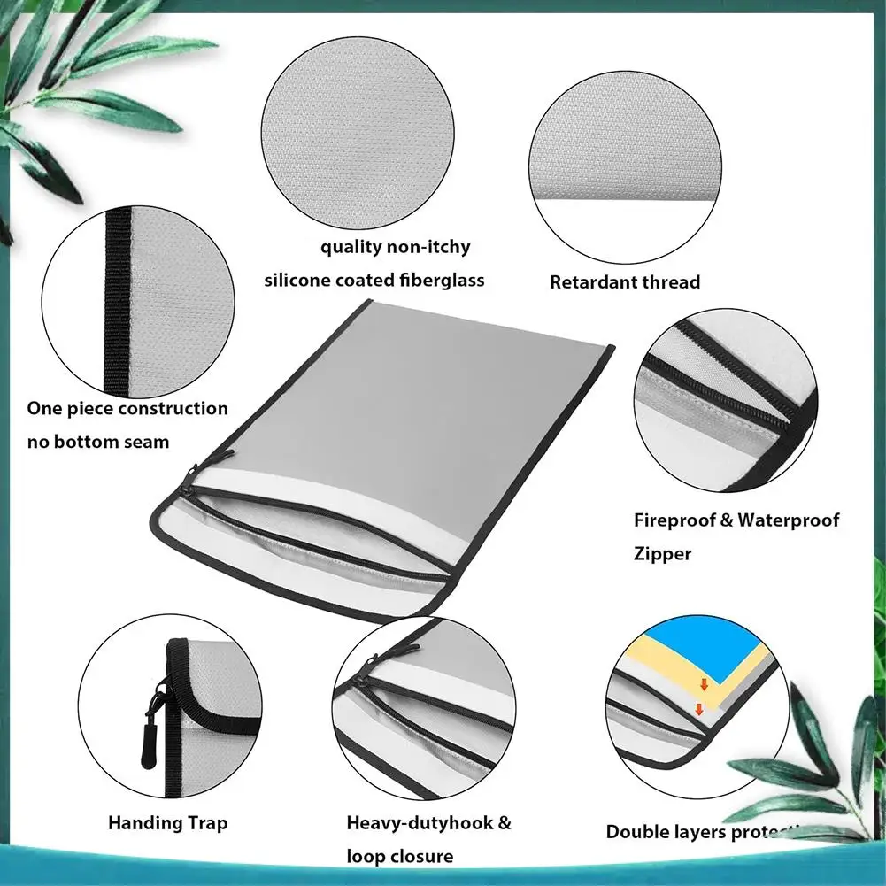 (NEW) 3 Pcs Fireproof And Waterproof Document Bags, 2000°F Protection For Money And Important Papers