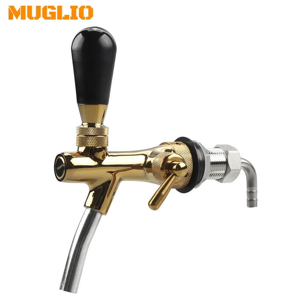 

MUGLIO Draft Beer Adjustable Faucet - Gold Flow Controller, Beer faucet, Keg Tap, Chrome Plating Shank G5/8 Tap for Home Brew