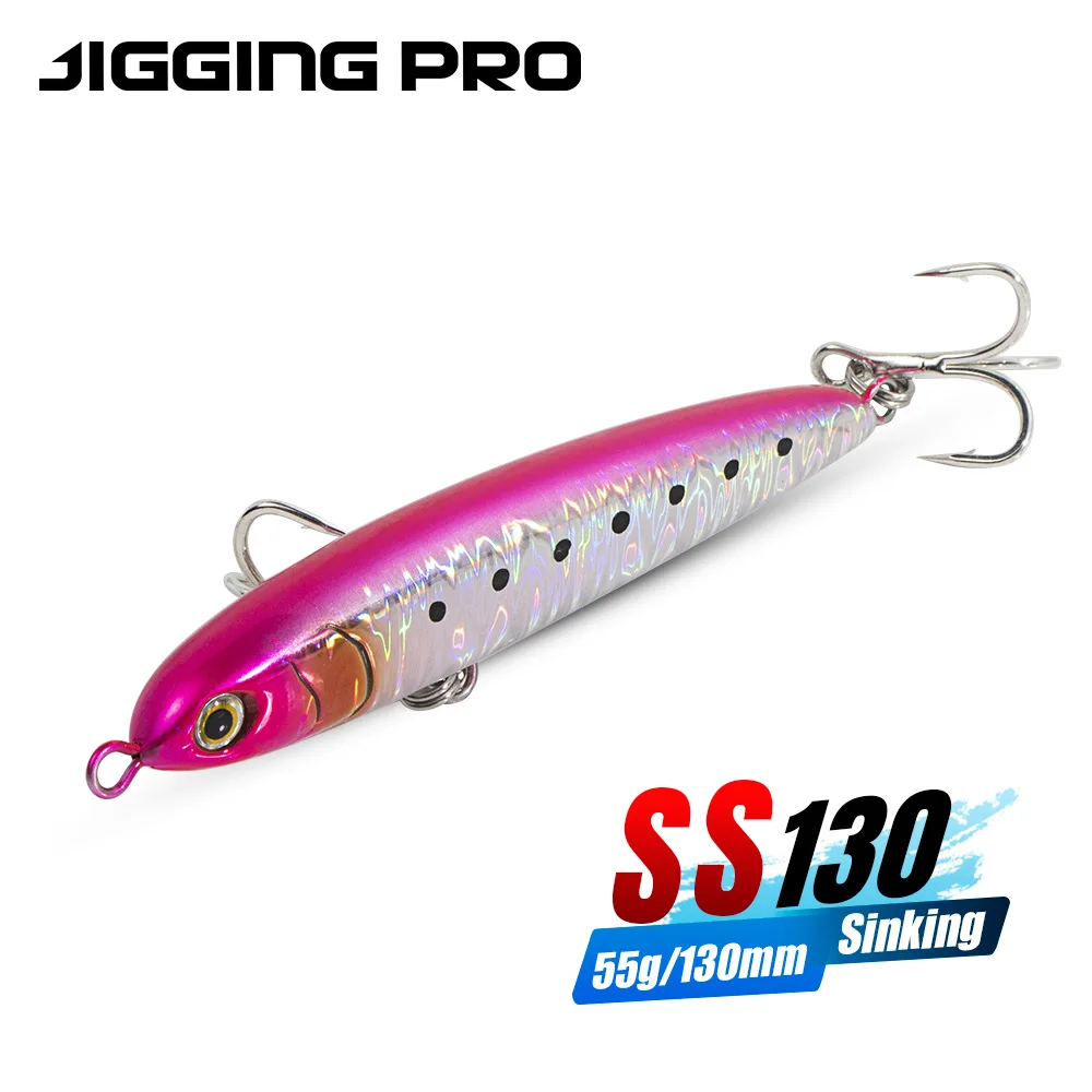 JIGGING PRO 130mm 55g Sinking Pencil Lure Saltwater Fishing Lure Shore Casting Bait Tuna Kingfish Amberjack