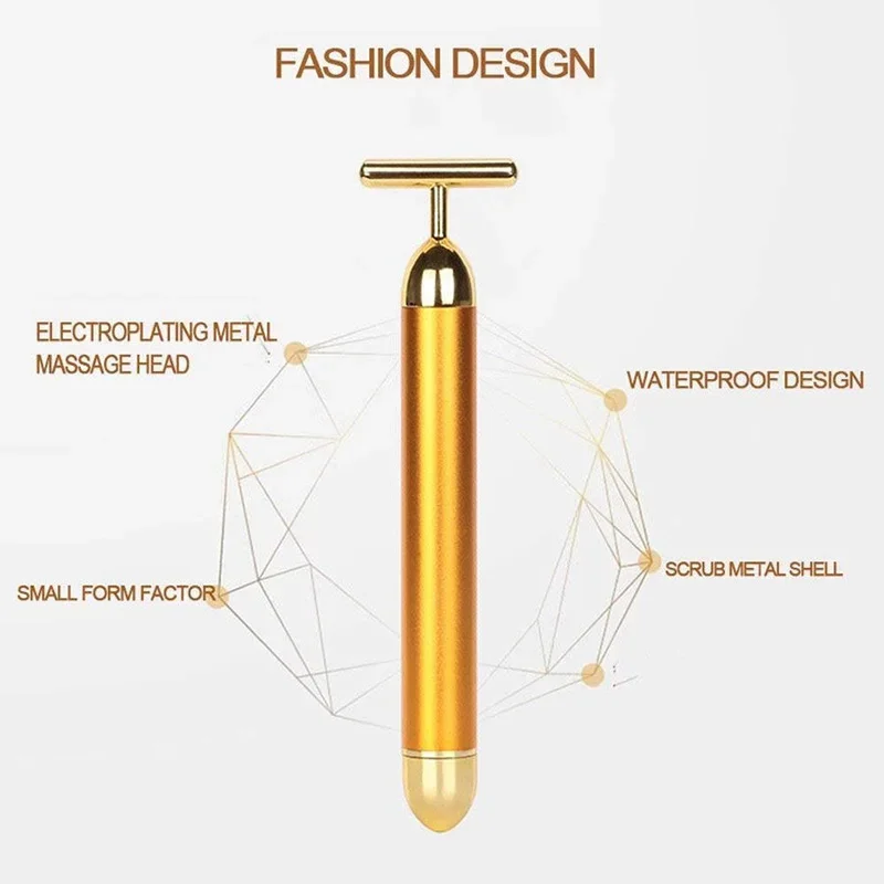 T نوع الكهربائية الذهبي الجمال عصا الخامس الوجه قطعة أثرية تدليك الوجه رفع مُدلك بالاهتزاز للوجه معدات التجميل التجاعيد بار