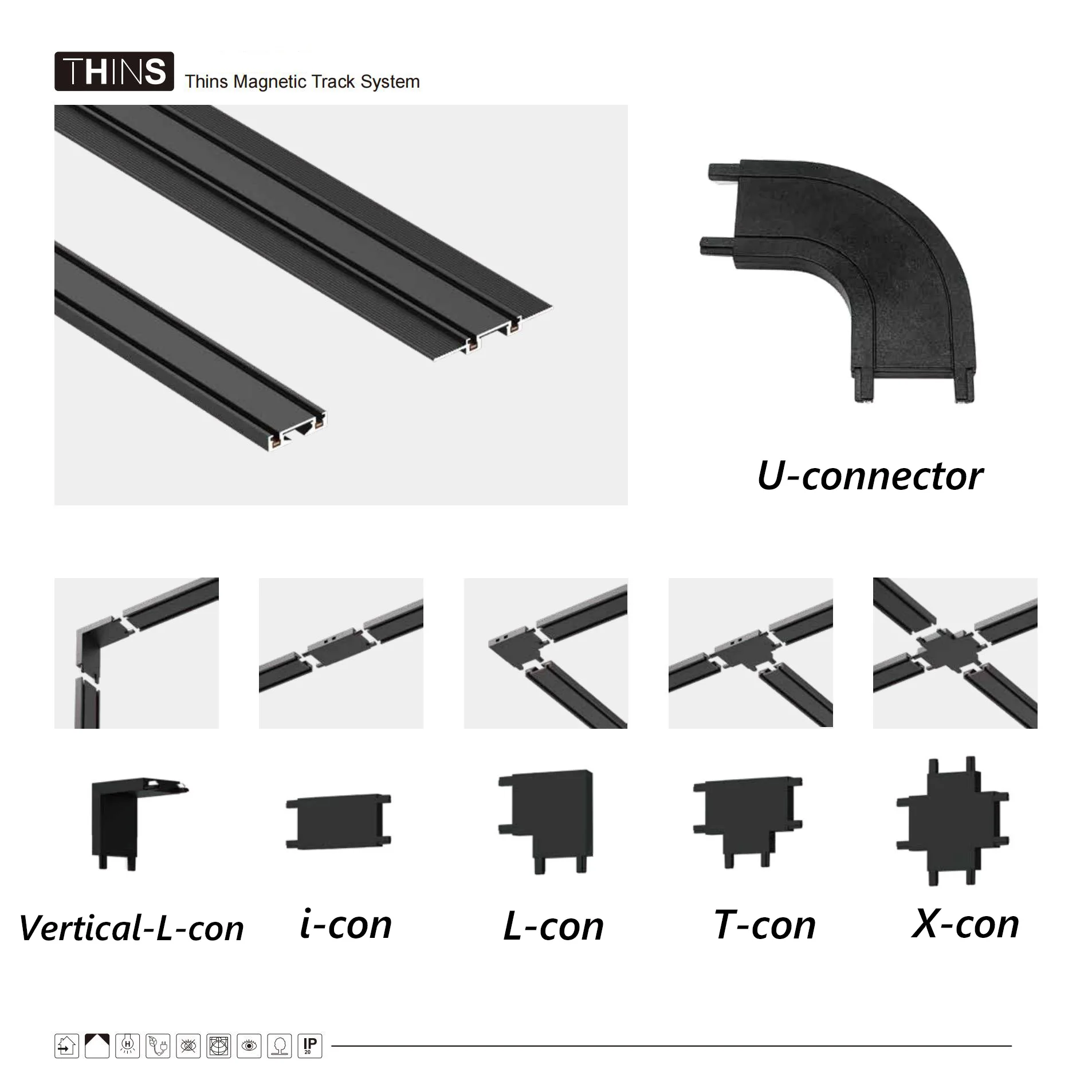 Éclairage sur rail magnétique ultra fin, surface de rail intégrée, montage en plâtrage, spot LED intelligent Tuya Zigbee, noir et blanc, 1m, 2m, 2.5m, 6mm